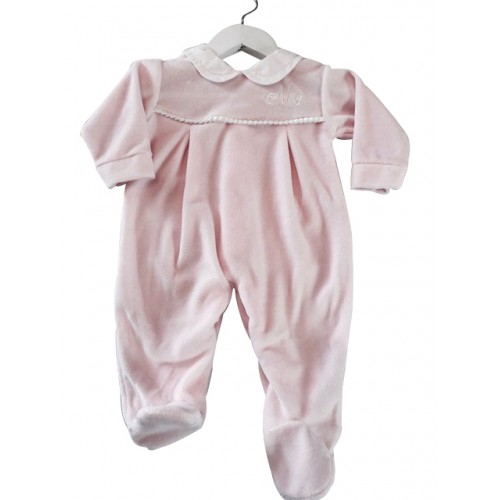 Pink Velour girls Baby Grow