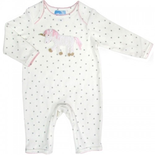 White Star Baby Grow with Unicorn Motif