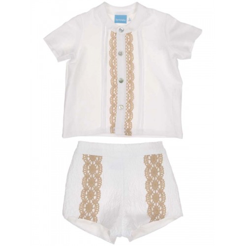 White Linen Shorts Set 