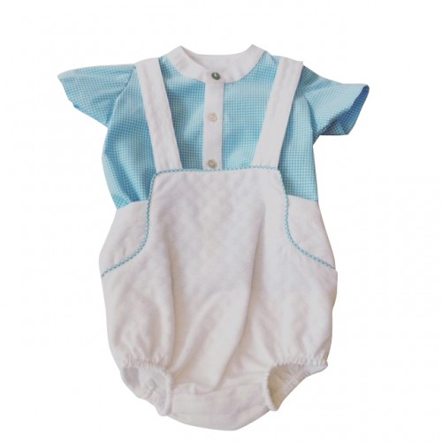 Boys Dungarees and Aqua Shirt Set