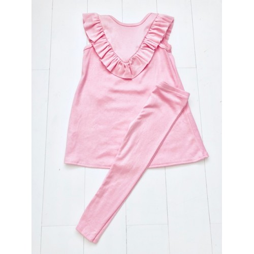 Pink Ruffle Top & Leggings Set 