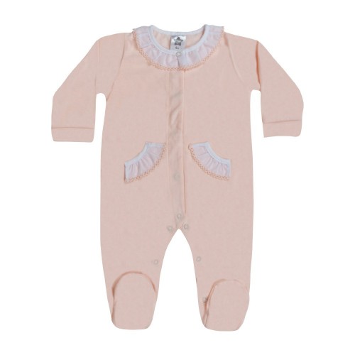 Girls Frill Neck Baby Grow Pink