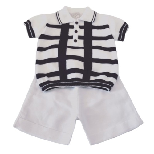 Boys Navy/white Shorts Set