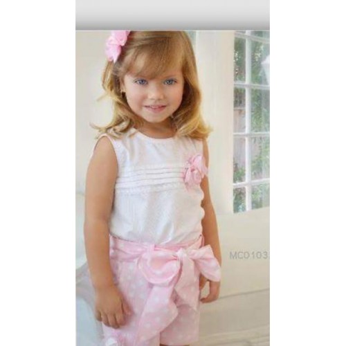 Girls Pink/White Shorts Set