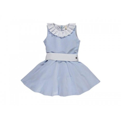 Girls Velvet Frill Neck Dress