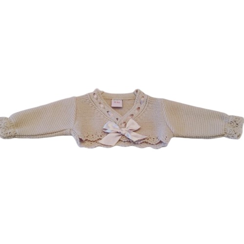 Beige Bolero Bow Cardigan