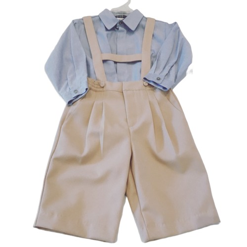 Boys Beige Shorts Dungaree Set 