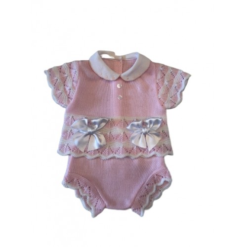 NEW IN Baby Girls Pink Knitted Bow Set 