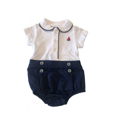 BABY BOYS ALL IN ONE SUIT NAVY/WHITE