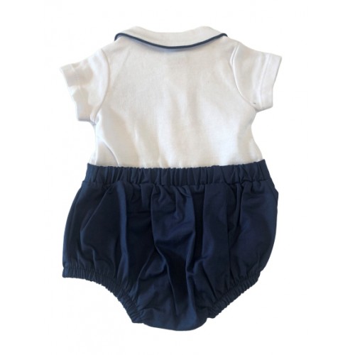 BABY BOYS ALL IN ONE SUIT NAVY/WHITE