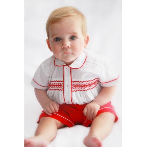 Boys Smocked Shirt & Shorts Set