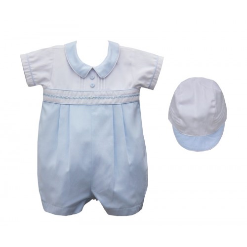 Boys Romper & Matching Cap 