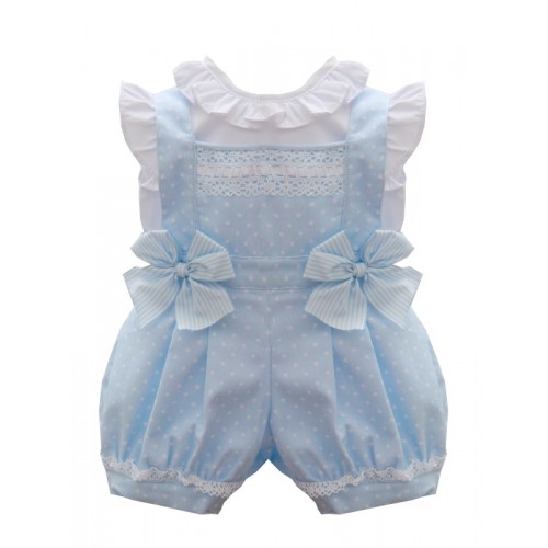 Girls Pale Blue Dungaree Set 