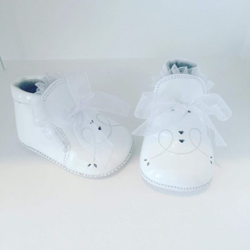 White Patent Bow Pre Walker Shoe