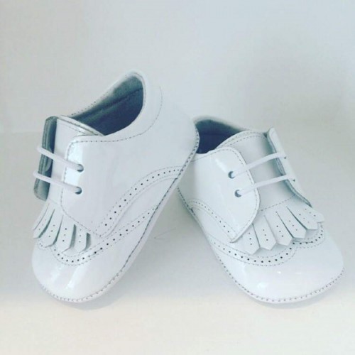 White Patent Tassel Pre Walker Shoes 