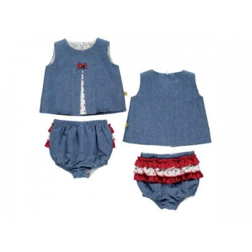 Denim Jam Pant Set - Red