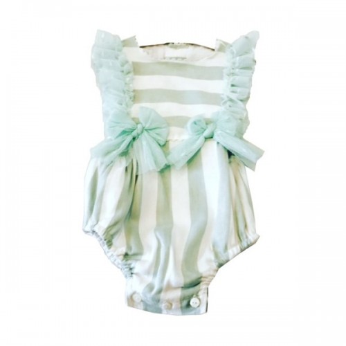 Stripped Dress - Mint Green/Cream