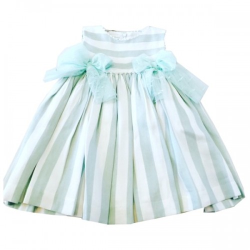 Stripped Dress - Mint Green/Cream