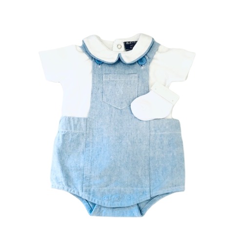 Baby Boys Dungaree Set & Socks 