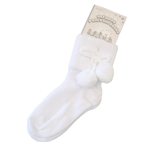 White Pom Pom Ankle Socks