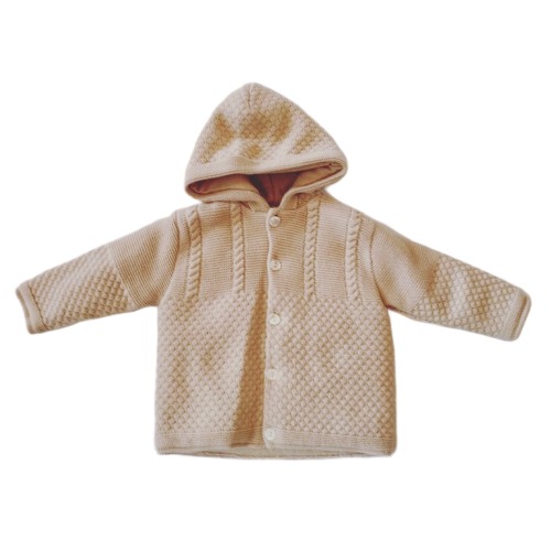 Beige Hooded Cardigan 