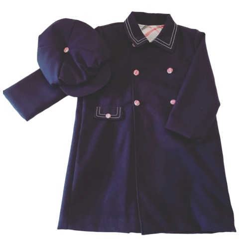 Boys Navy Coat With Matching Flat Cap 