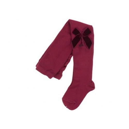 Burgundy Velvet Bow Tights 