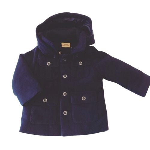 Boys Navy Hooded Coat 