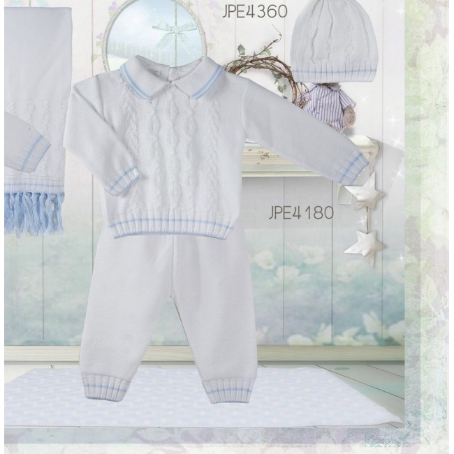 Pretty Originals Baby Boys White Knitted Trouser Set £25.00 Kiddi Rockers Boutique Pretty
