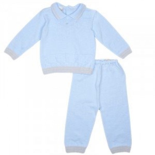 Boys Blue Knitted Trouser Set