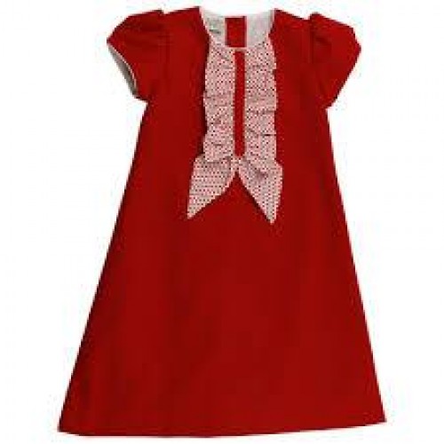 Girls Red Polka Dot Bow Dress