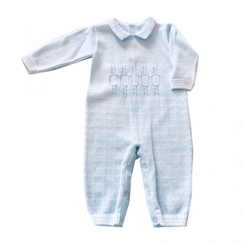 Boys Blue Knit Romper