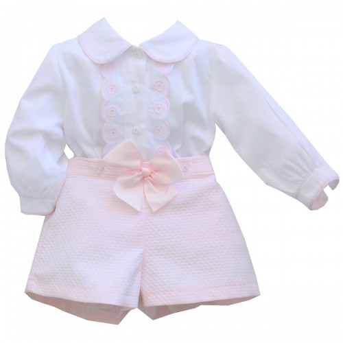 Girls Blouse & Shorts Set With Matching Headband